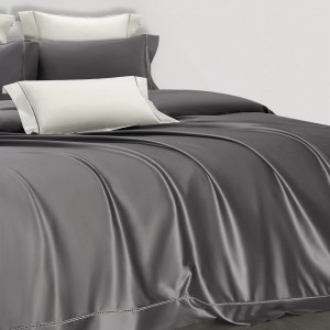 Grey 200-count pure cotton luxury customized solid color hollow bedding set