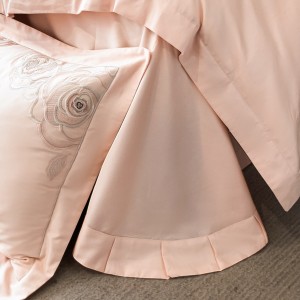 Hot selling embroidery duvet cover set pink 4 pcs cotton bedding set