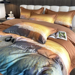 High quality 500TC home textiles brown cotton digital printing bedding set supplier