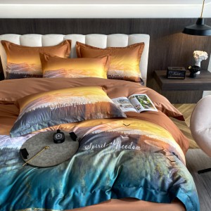 High quality 500TC home textiles brown cotton digital printing bedding set supplier