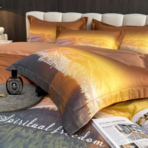 High quality 500TC home textiles brown cotton digital printing bedding set supplier