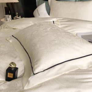 Luxury 4 pcs jacquard duvet cover white lyocell cotton bedding set supplier