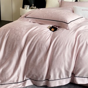 Luxury 4 pcs jacquard duvet cover white lyocell cotton bedding set supplier