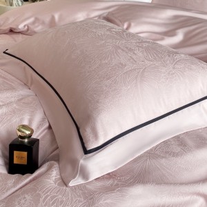 Luxury 4 pcs jacquard duvet cover white lyocell cotton bedding set supplier