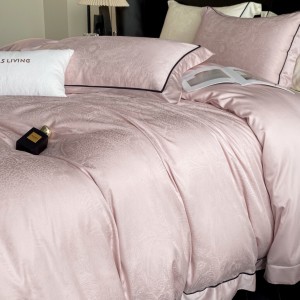 Luxury 4 pcs jacquard duvet cover white lyocell cotton bedding set supplier