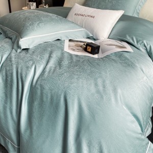 Luxury 4 pcs jacquard duvet cover white lyocell cotton bedding set supplier