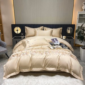 Grey embroidery 4 pcs home textiles 100s long staple cotton bedding set