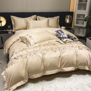 Grey embroidery 4 pcs home textiles 100s long staple cotton bedding set