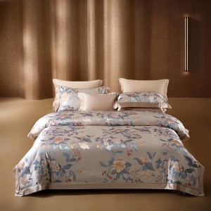 Heavy yarn-dyed jacquard 100% mulberry silk bed sheets bedding set