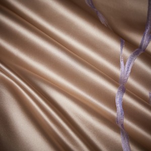 100% Mulberry Silk champagne gold yarn dyed jacquard bedding set luxury home textile