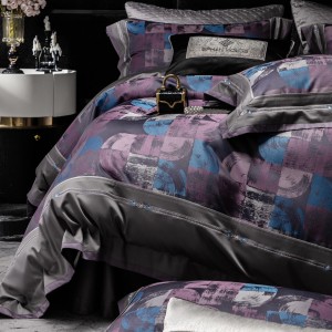 High class jacquard 4 pcs duvet cover purple 100s Australian cotton bed sheet bedding set wholesaler