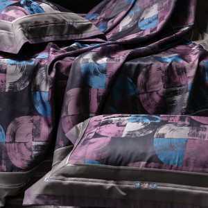 High class jacquard 4 pcs duvet cover purple 100s Australian cotton bed sheet bedding set wholesaler