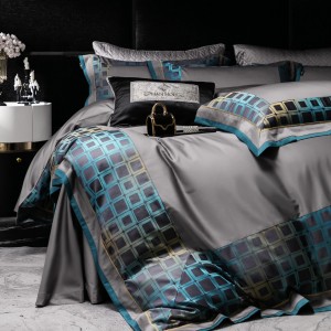 High class jacquard 4 pcs duvet cover purple 100s Australian cotton bed sheet bedding set wholesaler