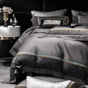 High class jacquard 4 pcs duvet cover purple 100s Australian cotton bed sheet bedding set wholesaler