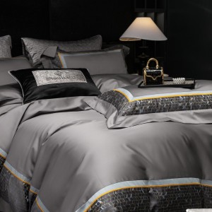 High class jacquard 4 pcs duvet cover purple 100s Australian cotton bed sheet bedding set wholesaler