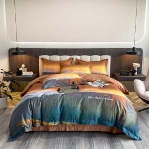 High quality long-staple cotton digital printing + embroidery four-piece bedding set for all seasons