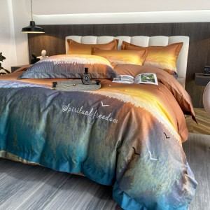 High quality long-staple cotton digital printing + embroidery four-piece bedding set for all seasons