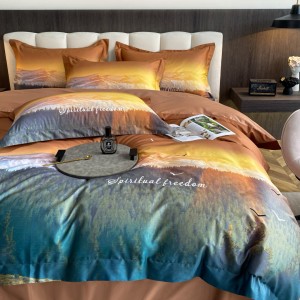 High quality long-staple cotton digital printing + embroidery four-piece bedding set for all seasons