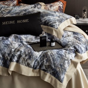 High quality digital printing home textiles orange 100s long staple cotton bedding set