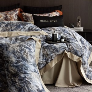 High quality digital printing home textiles orange 100s long staple cotton bedding set