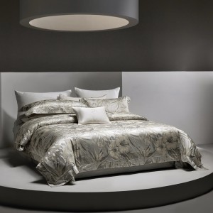 Luxury tencel cotton high eng grey yarn-dyed jacquard comfort bedding set