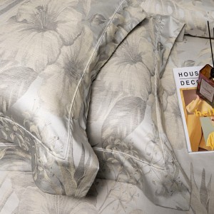 Luxury tencel cotton high eng grey yarn-dyed jacquard comfort bedding set