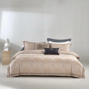 Premium yarn-dyed jacquard high quality tencel cotton pink bedding set