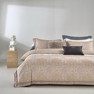 Premium yarn-dyed jacquard high quality tencel cotton pink bedding set