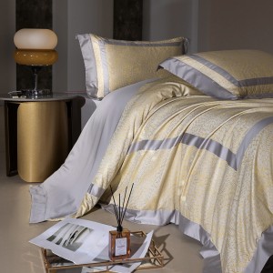 Lyocell Tencel yarn-dyed jacquard Champagne gold Australian cotton high-end bedding set