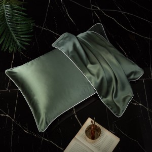 Solid Color Mulberry Silk Pillowslips Green Pillow Shams Silky Caulking Rope Envelope Pillowcase