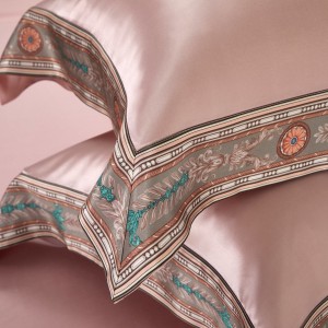 Pink Mulberry Silk Lyocell Home Textile Solid Color Comforter Cover Patchwork Pillow Shams Silky Bedding Set