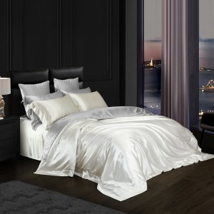 100% Mulberry Silk Bed Linen Solid Color Duvet Cover White Home Textile Luxury Bedding Set Supplier