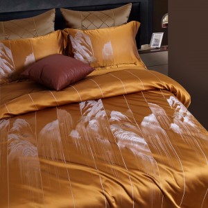 Orange Jacquard Comforter Cover 100% Mulberry Silk Home Textile Luxury Bedding Set