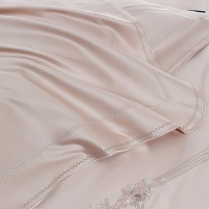 Luxury home textile 100S long-staple cotton high end embroidery breathable pink 4 pieces bedding set