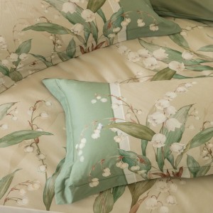 Digital Printed 4 PCS Home Textile Green Cotton Polishing Bedsheet Premium Bedding Set