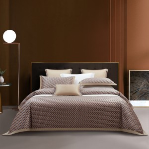 Khaki 500TC Digital Printed Home Textile Long Staple Cotton Comforter Cover Bedding Set Wholesaler