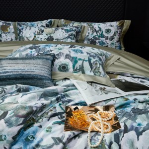 100% Cotton Digital Printed Home Textile Spring 4PCS Quilt Cover Blue Queen Size Bedding Set Supplier