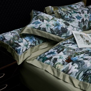 100% Cotton Digital Printed Home Textile Spring 4PCS Quilt Cover Blue Queen Size Bedding Set Supplier