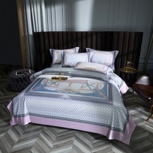 Luxury Digital Printed Home Textile Silver Bedsheets Duvet Cover 100% Cotton Bedding Set