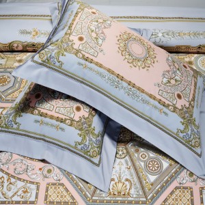 Long Staple Cotton Bed Linen Delicate Comforter Cover Printing Blue 4 PCS Bedding Set Supplier