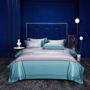 Delicate Comforter Duvet Cover 100% Cotton Home Textile Digital Printed Pillow Shams Blue Bedding Set