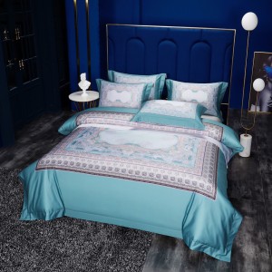 Delicate Comforter Duvet Cover 100% Cotton Home Textile Digital Printed Pillow Shams Blue Bedding Set