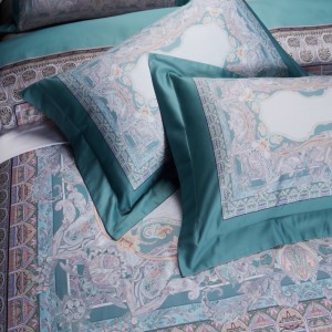 Delicate Comforter Duvet Cover 100% Cotton Home Textile Digital Printed Pillow Shams Blue Bedding Set