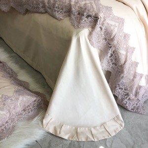 500TC Cotton Comforter Cover Pink 4 Pieces Home Textile Lace Pillow Sham Queen Size Bedding Set