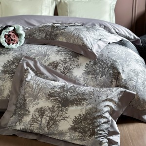 Premium quality digital printing home textiles grey long staple cotton bedding set wholesaler