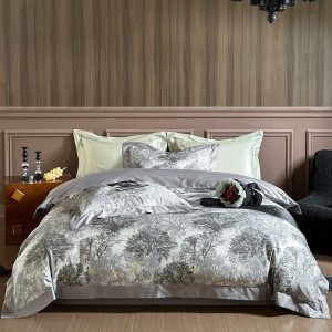 Premium quality digital printing home textiles grey long staple cotton bedding set wholesaler