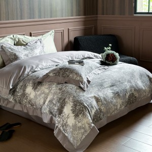 Premium quality digital printing home textiles grey long staple cotton bedding set wholesaler