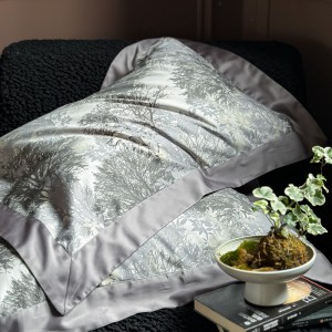 Premium quality digital printing home textiles grey long staple cotton bedding set wholesaler