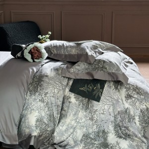 Premium quality digital printing home textiles grey long staple cotton bedding set wholesaler