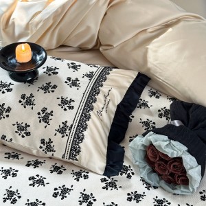 French style long staple cotton bed sheet embroidery 4 pcs home textiles bedding set